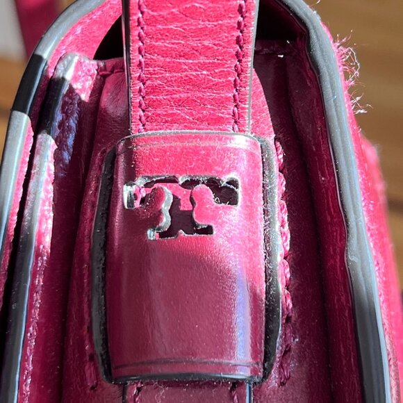 ✨ Tory Burch Embellished Saddlebag Crossbody Red Agate Leather - Picture 7 of 13